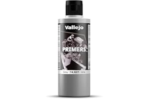 Vallejo Primer de Surface Gris 200 Ml - Imprimé Acrylique Mat pour Aérographe - Séchage Rapide et Adhérence Optimale pour Figurines et Maquettes.