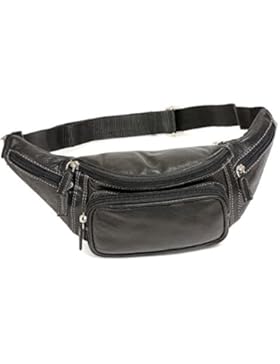 Bauchtasche, Gürteltasche sehr hochwertig LEAS in Echt-Büffelleder, schwarz - LEAS Travel-Line
