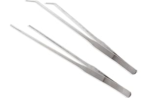 EvaGO Feeding Tongs Stainless Steel Straight and Curved Tweezers for Aquarium Fish Tank Aquatic Plants Reptile Snakes Lizards Spider Bird, Silver
