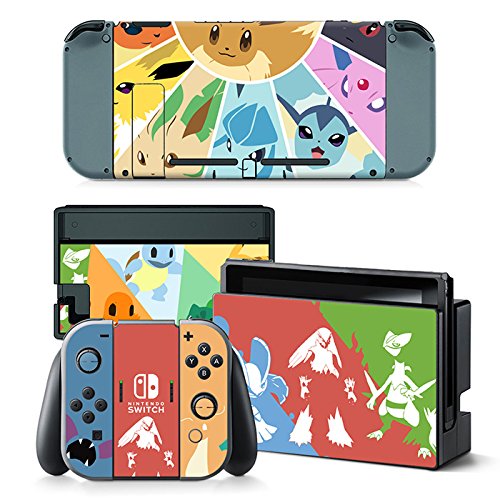 Preisvergleich Produktbild THTB Nintendo Switch + Controller Aufkleber Schutzfolien Set - Pokemon (2) / Switch