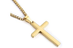 ITESSY Cross Necklace for Men Women, 316L Stainless Steel Simple Cross Pendant Necklace Silver/Gold/Black Chain-55+5CM, Christmas Birthady Gifts
