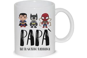 thedifferent Tazza Mug ceramica Papà sei il nostro Super eroe miglior papà 350ml festa compleanno idea regalo