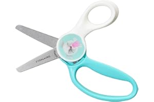 Fiskars Forbici per Bambini con immagine animata di un cucciolo, Lunghezza: 13 cm, Per destrimani e mancini, Lama di metallo/Impugnatura in plastica, Blu/Bianco, Magic Morph, 1064076