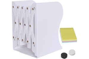 DARUITE Metal Bookends, Adjustable Book Holder, Heavy Duty Bookend, Book organiser for School,Home,Office(White)