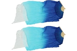 P Prettyia Tanzfächer Bauchtanz Tanz Fächer Schleier Fächerschleier Schleierfächer Tanzbekleidung & Accessories 180 cm - Blau + Weiß, M