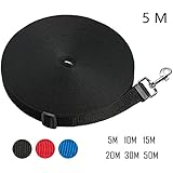 Hi Kiss Hunde Ausbildung Gehorsam Seil,Größe: Breite: 2.5cm, Länge:5M 10M 15M 20M 30M 50M Lang Haustier Leine, Gute Qualität Nylon Hundetrainingsleine, Hundeleinen 5 M Schwarz