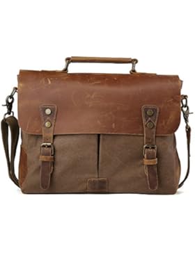 Tiding Herren-Leinwand Reisen Tote Leder Hobo Umhängetasche für Schule