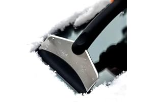 DOKDUK Raschietto per Ghiaccio Auto, Professionale ergonomico e Veloce, Raschia Ghiaccio per Auto per Parabrezza e Finestrini Laterali della Macchina Acciaio Inossidabile Pala da Neve per Auto SUV e Furgoni
