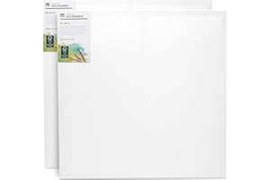 M MERCEO 80x80cm Künstler-Leinwand zum Bemalen im Doppelpack. Die leere, weiße Leinwand aus 100% Baumwolle ist umlaufend gespannt auf FSC® Holz-Keilrahmen mit 17mm Stärke, 280g/m², 2-fach weiß grundiert