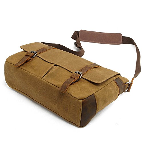 Neuleben Vintage Wasserdicht Kameratasche Aktentasche herausnehmbar Kamerafach Canvas Leder Umh  ngetasche Fototasche f  r DSLR Objektiv Laptopfach Up