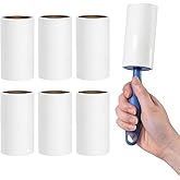 SOGUD T&uuml;y Toplayıcı Set 7 Rulo + 1 Sap &ndash; Toplam 420 Yaprak &ndash; Kedi K&ouml;pek T&uuml;y&uuml; ve Toz Temizleyici &ndash; Giyim, Koltuk, Halı ve Ara&ccedil;