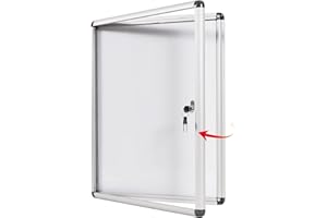 S SWANCROWN SwanSea Tablón de anuncios magnético para 4 Hojas A4, Vitrina de anuncios magnética con cerradura, Puerta de Aluminio, 67 x 50 cm (4 x A4)