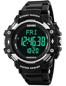 Herren Sport Uhren Digital-Uhr-Militär führte Armee-einzigartiger Warnungs-Kalender-runde Silikon-Band-große Ziffern-Art...