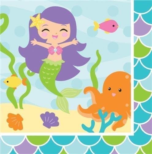 Mermaid Friends Creative Party Non Message Paper Party Lunch Napkins (16 Pack)