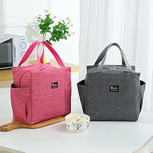 Jukkre New Lunch Bag, Insulated Cooler Bento Tote Bag, Thickened Picnic Handbag with Two Large Pockets, Lunch Containers Foldable for Men Women Kids || Multicolor