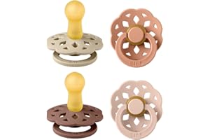 BIBS Boheme Schnuller 4er-Pack. BPA-frei, Kirschform Nippel. Naturkautschuk/Latex, Hergestellt in Dänemark. Größe 1/2, (0-6 Monate/6-18 Monate), (4er Pack), Vanilla Mix
