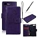Produktbild GrandEver Sony Xperia XCompact Hülle Ledertasche Wallet Case Handschlaufe Lederhülle Schutzhülle Drucken Schmetterling Weinstock Muster Scratch Schale Umschlag Stil Flip Cover mit Weiche Silikon Backcover Leder Innere Tasche für Sony Xperia XCompact Standfunktion Kreditkarte Slots Magnetverschluss Etui und Schwarz Stylus Pen - Lila