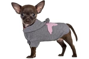 PetSmiler Hundepullover - Chihuahua Pullover Hundepullover mit Kapuze Hunde Pullover Kleine Hund, Hundepulli Winter Hundepullover Warm Strickpulli Hund 1,5-10 kg (Hellgrau XS)