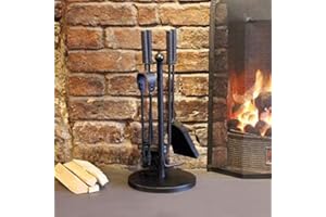 UNIBOS U&B Heavy Duty Fireplace Companion Set Brush Shovel Tongs Poker Full Set for Fireplace Steel Accessories Fireside Accessories New