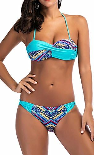 UMilk Women's Printed Push Up Bikini Bandeau Bathing Suits 2 Piece Swimsuits