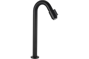 Saqu Essential 2.0 Kaltwasserhahn Gäste WC - 30 cm Hoher Waschtischarmatur - Messing - Mit Rosetten - Matt Schwarz - Waschbecken - Armatur