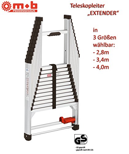 Preisvergleich Produktbild Peddinghaus Aluminium- Teleskopleiter / Ausziehleiter &quot;Extender&quot; GS-geprüft; Nutzlast 150kg nach EN 131 [9 Sprossen; Länge 2,8m; Gewicht 9kg]