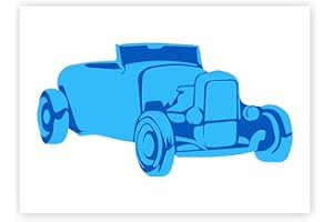 QBIX Hot Rod Stencil - Car Stencil - Classic Car Stencil - 2 Layers A3 Size - Reusable Kids Friendly DIY Stencil for Painting, Baking, Crafts, Wall, Furniture