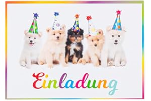 EDITION COLIBRI 10 biglietti d'invito per feste – Cani: inviti di compleanno con cani giovani/cuccioli per compleanni di ragazze e ragazzi (11077DE)