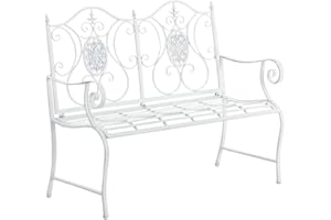 CLP Ławka ogrodowa Punjab, lakierowane żelazo, antyczna, styl dworkowy, nostalgia, ok. 120 x 50 cm, kolor: biały