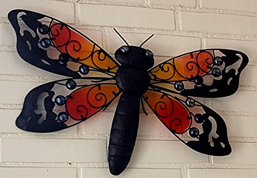 Wanddeko Wandschmuck Deko Libelle Wanddekoration Libelle aus Metall mit Glassteinen - 3