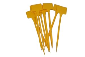 PAMPOLS Etiquetas con Pincho para Identificar Plantas | Marcadores para Etiquetar Huertos, Viveros, Macetas y Jardineras | Color Amarillo | Largo: 30 cm | Set de 100 etiquetas