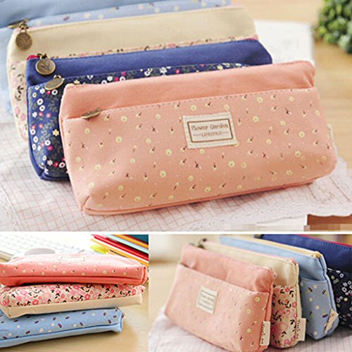 Leinwand Federmaeppchen Federmappe Federtasche Make-up Kulturtasche Rosa - 8