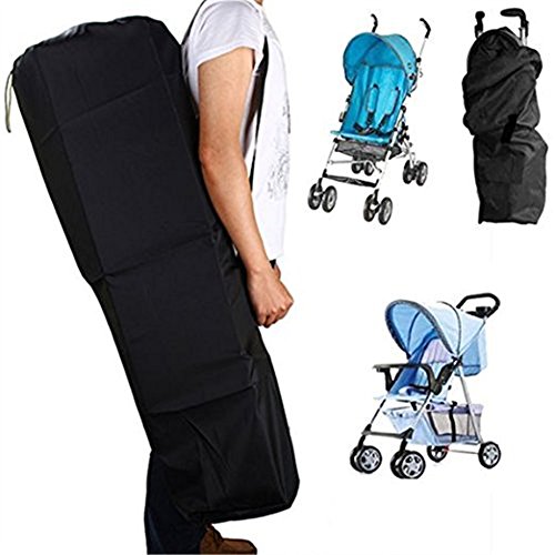 Universal Waterproof Lightweight Storage Organization Pockets Shoulder Bag, Carry Bag for Folding Pushchair Buggies, Strollers with, for Plane, Car, Travel, Outdoor – Black