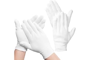 Fizzix White Gloves, 2 Pairs Cotton Gloves for Dry Hands, Inspection, and Costume, Soft and Breathable, Reusable and Washable for Comfortable Daily Use
