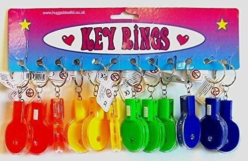 12 x Light Up Table Tennis Bat Key Rings, Ideal for Party Bag fillers / Fillings or Pinata Prize.