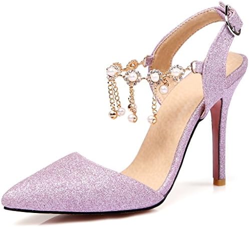 Kaloosh Women's Beautiful Pointed Toe Beading Stiletto High Heel Buckle Strap Party Drass Sandals