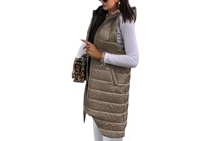 Onsoyours Mujer Chaleco Abrigo Largo con Capucha Bolsillos Cálidos Delgado Chaqueta Sin Mangas Invierno Al Aire Libre Abrigo Largo Vest