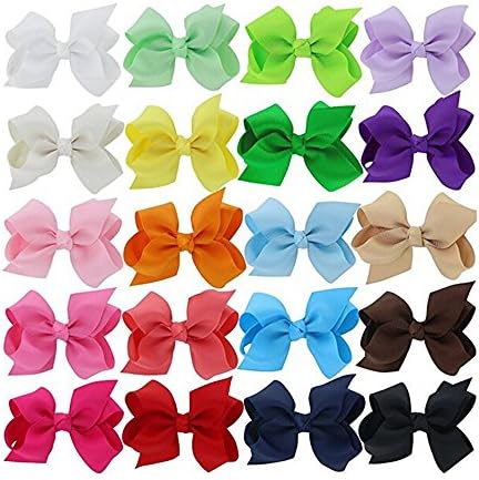 Jucarvo Baby Girls Ribbon 3" Hair Bow Clips Barrettes Grosgrain Ribbon Large Boutique Bow Clip Hair Accessories For Girls Teens Toddlers Kids Babies Children Newborn Set Of 40 Color Piece