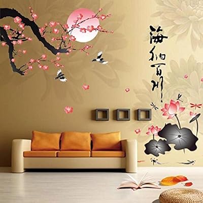 Vovotrade® Vovotrade Tous rivière Dans le mur amovible autocollant Sea Plum Blossom Lotus Fleurs