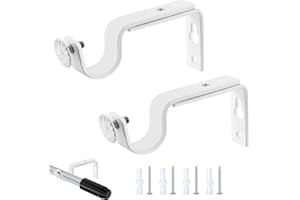 Azlanway Staffa Palo per Tende, 20mm-25mm Regolabili Supporti per Bastoni Tende in Metallo 2 pz Bianco Staffe Asta Tende Singole Staffa da Parete Gancio per Casa Ufficio