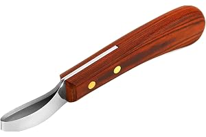 QWORK® Premium rostfritt stål hästkniv med handtag, slingkniv, hästkniv trimverktyg för hästar