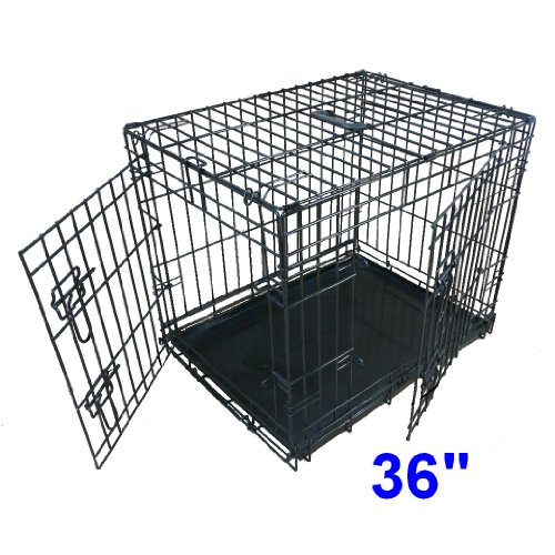 Ellie-Bo-Dog-Puppy-Cage-Folding-2-Door-Crate-with-Non-Chew-Metal-Tray-Large-36-inch
