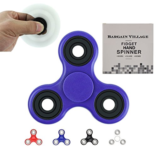Tri Fidget Hand Finger Spin Spinner Toy for Relieving Stress, Perfect for ADD / ADHD / Anxiety / Autism And Stress Relief Adult Children,Office Desk Gadget (Blue)