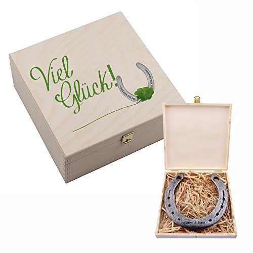 Hufeisen-Box mit Motiv "Viel Glück" mit Hufeisen Glücksgeschenk Geschenkidee Glücksbringer