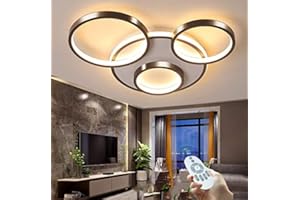 GHY Deckenleuchte LED Modern Groß Wohnzimmerlampe Dimmbar Fernbedienung Deckenlampe Ring Design Decke Schlafzimmerlampe Deckenlicht Acryl Lampenschirm Esszimmer Küche Leuchte Büro Pendelleuchte,4 heads