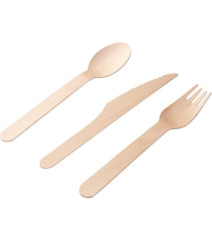 Couverts Jetables En Bois 300 Pièces - 100 Fourchettes, 100 Cuillères, 100 Couteaux En Bouleau, Pour Fêtes Et Pique-niques - 14