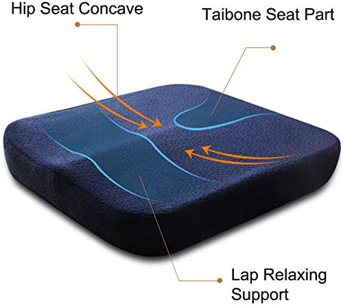 Updated 3rd Generation Memory Foam Coccyx Seat Cushion for Office Car Seats Back Pain Relief, Sciatica and Tailbone Pain, anti-slip bottom