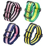FERZA Home Uhrenarmband Uhrenarmbandgurt-Ballistic Nylon Uhrengurtgurt Hochwertiger 4er-Pack (Color : Pink Yellow, Size : 18mm)