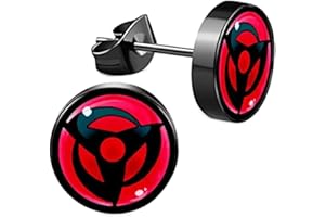 CHICNET - Orecchini in acciaio inox, da 8 mm, colore rosso e nero, in acciaio chirurgico, unisex