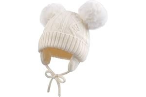 XIAOHAWANG Baby Mädchen Mütze Jungen Babymütze Winter Strickmütze Kindermütze Warme Wintermütze Mit Bommel